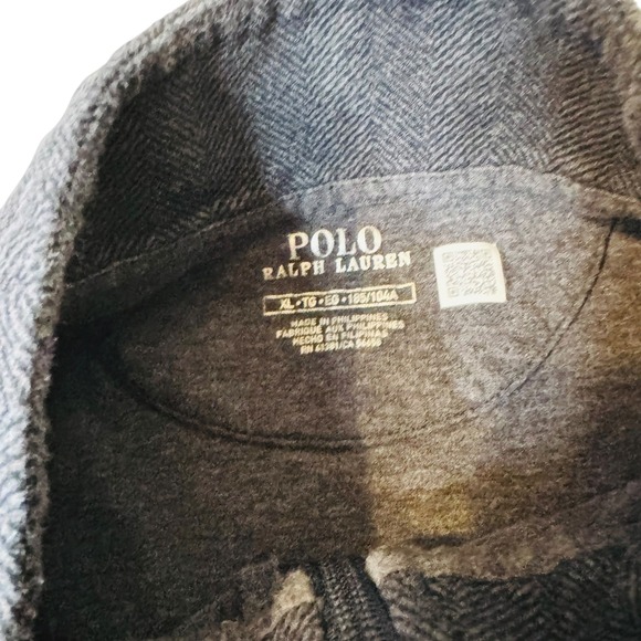 Polo Ralph Lauren Men's Charcoal Heather Herringbone 1/4 Pullover Sweater XL - Picture 7 of 14
